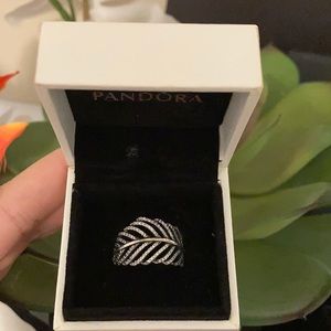 Authentic Pandora Leaf ring with box